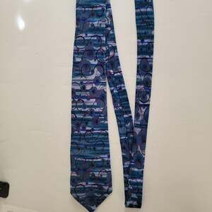 J. Garcia Tie Mens One Size Blue Paisley Pointed Happy Birthday Logo Limited